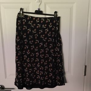💋 INC~INTERNATIONAL CONCEPTS Black and Pink Floral Midi Skirt 💋